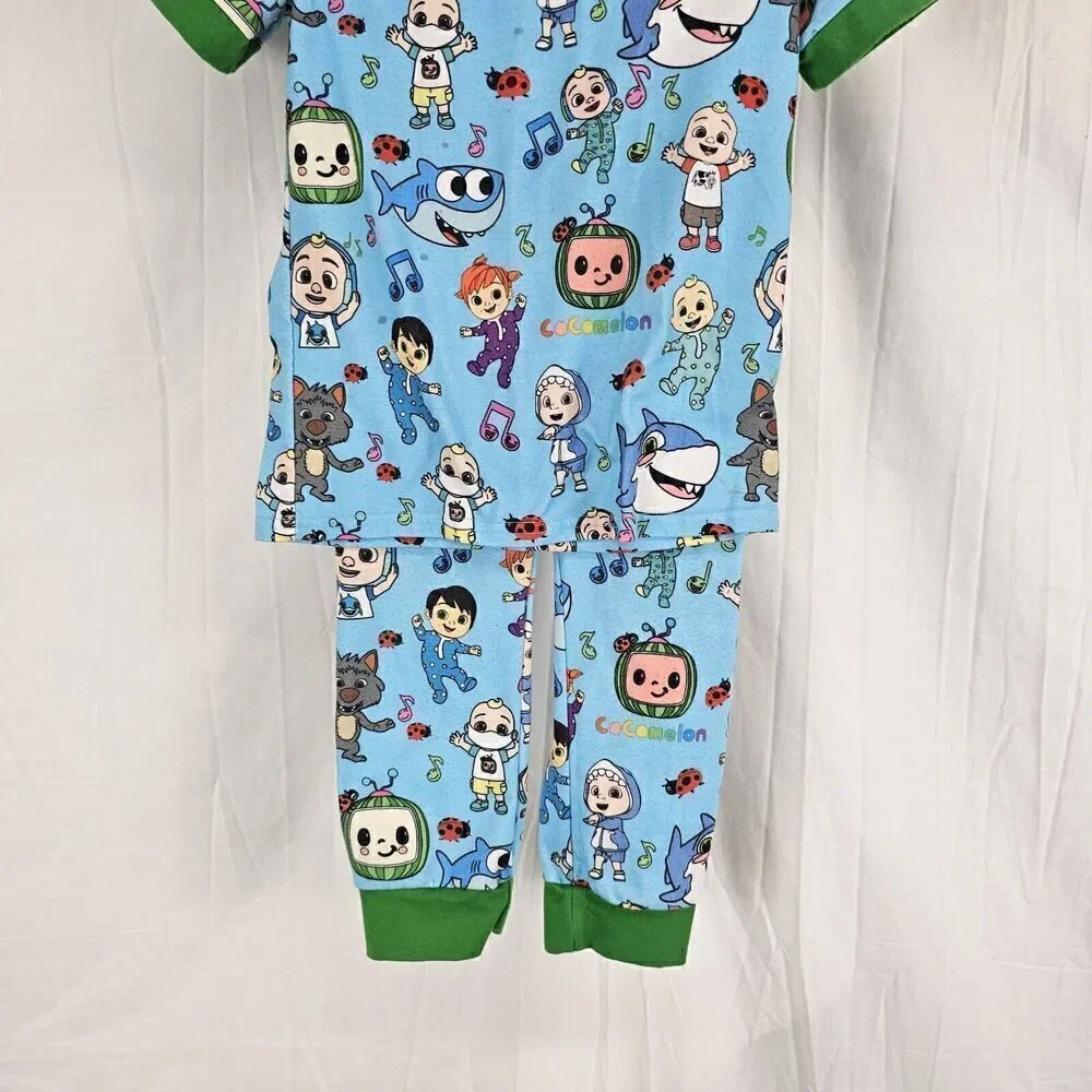 Cocomelon Blue Green Printed Toddler Size 4T Pajama Set 2 Piece
